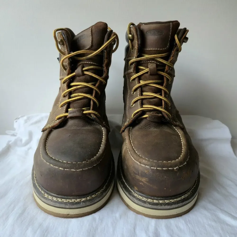KEEN Cincinnati Mens 6'' Waterproof Leather Carbon Toe Work Boots Brown Size 12